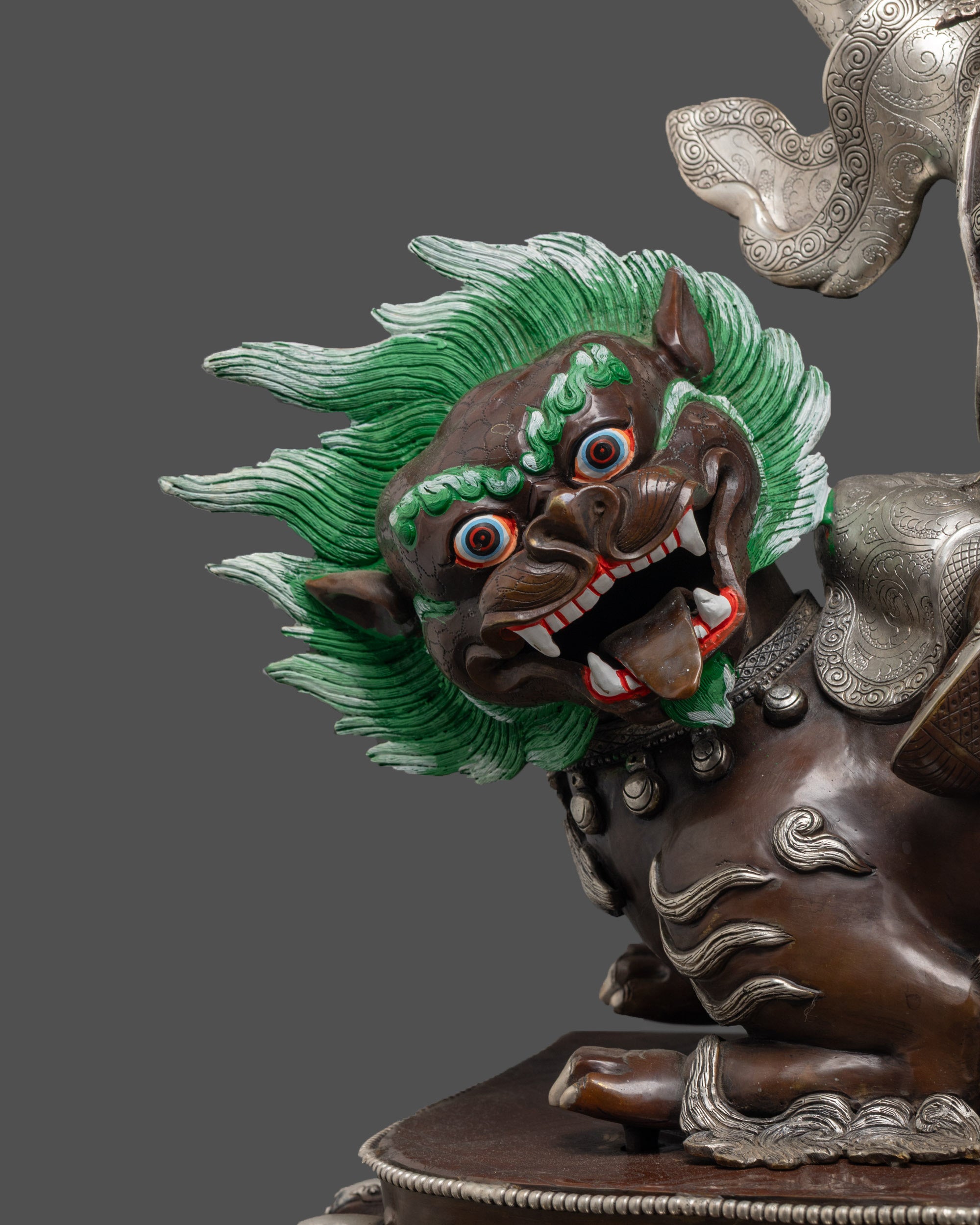 Dorje Legpa Statue 29.7” | Silver Plated Copper