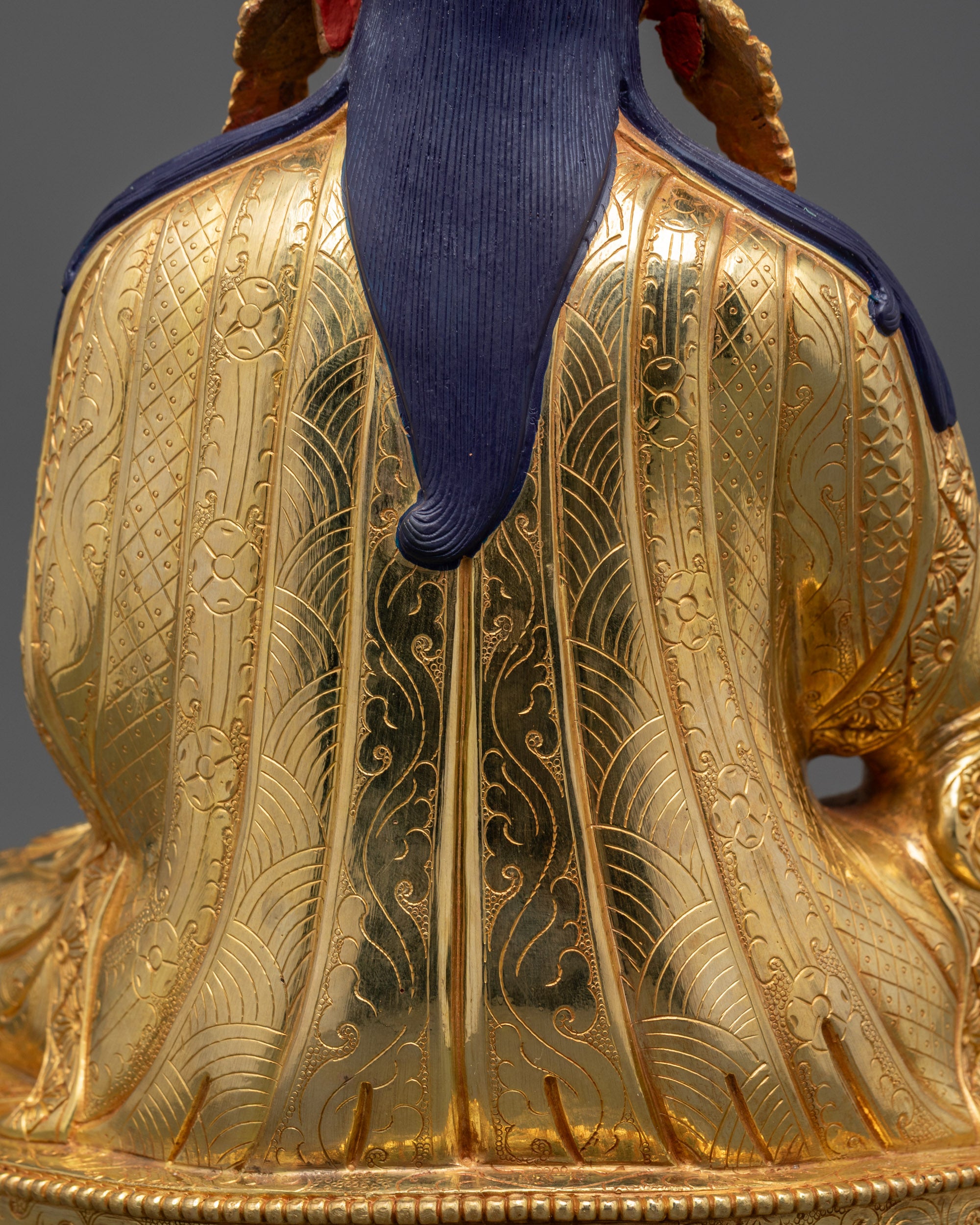 Sacred Padmasambhava Statue | 24K Gold-Gilded Himalayan Guru Artwork