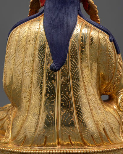 Sacred Padmasambhava Statue | 24K Gold-Gilded Himalayan Guru Artwork