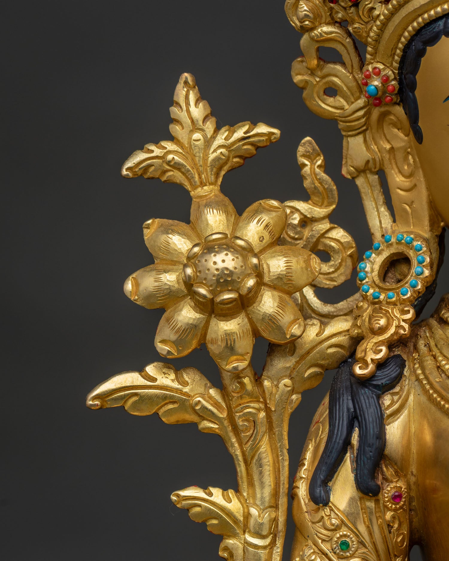 White Tara Statue | 24K Gold Fire-Gilded Buddhist Artwork