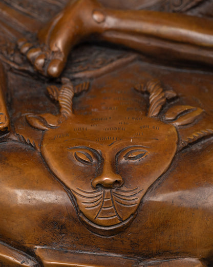 Oxidized Milarepa Statue | Tibetan Yogi in Cave Meditation Sculpture