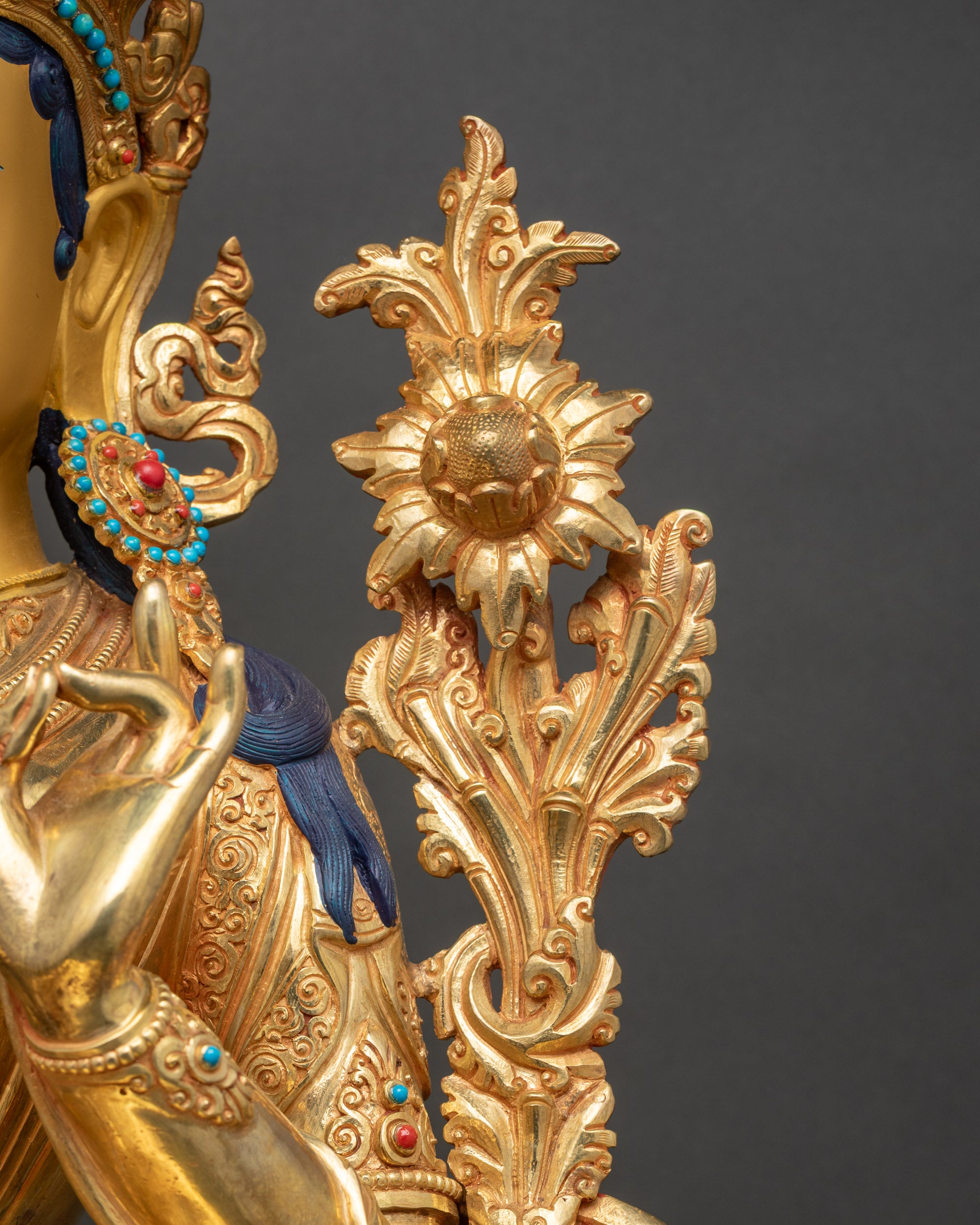 Sacred Green Tara Sculpture from Nepal | Traditional Nepalese Artwork