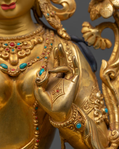 Green Tara Idol for Altar | Nepalese Buddhist Statue for Protection