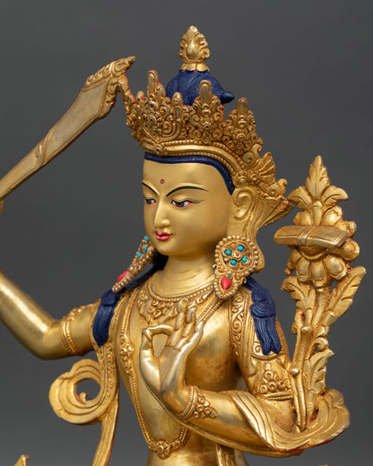Manjushri Statue | Traditional Lost-Wax Buddhist Art