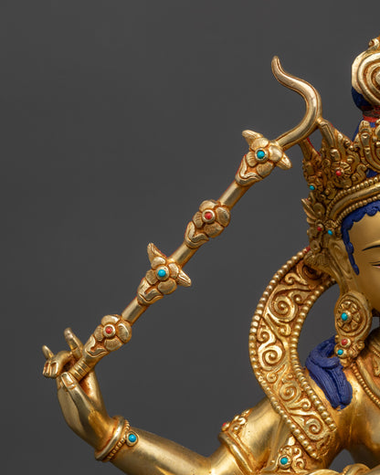 Gold-Gilded Kurukulla Statue | Red Tara Buddhist Goddess of Attraction