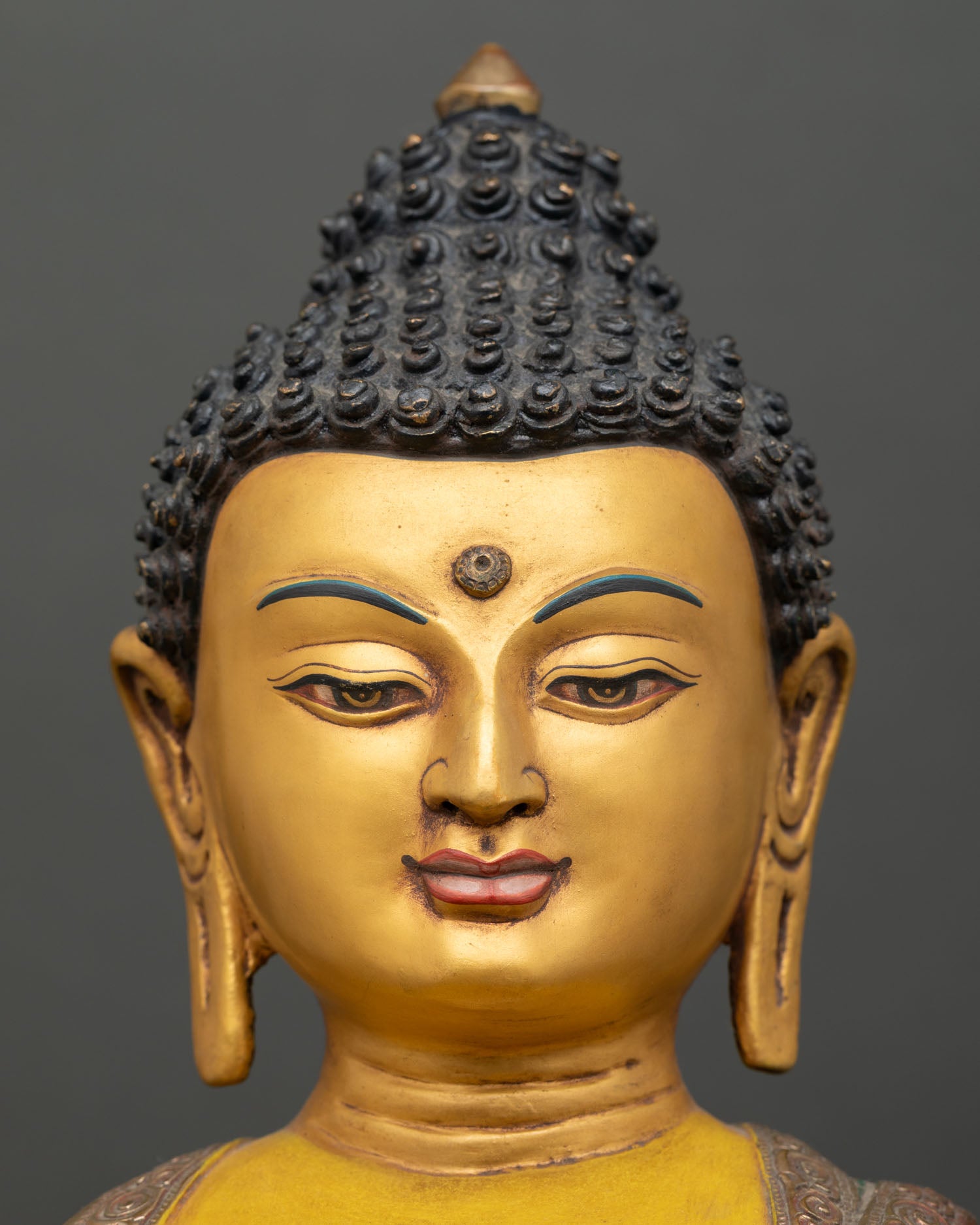 Shakyamuni Buddha Statue | Gold-Painted Face Buddhist Art