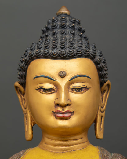 Shakyamuni Buddha Statue | Gold-Painted Face Buddhist Art