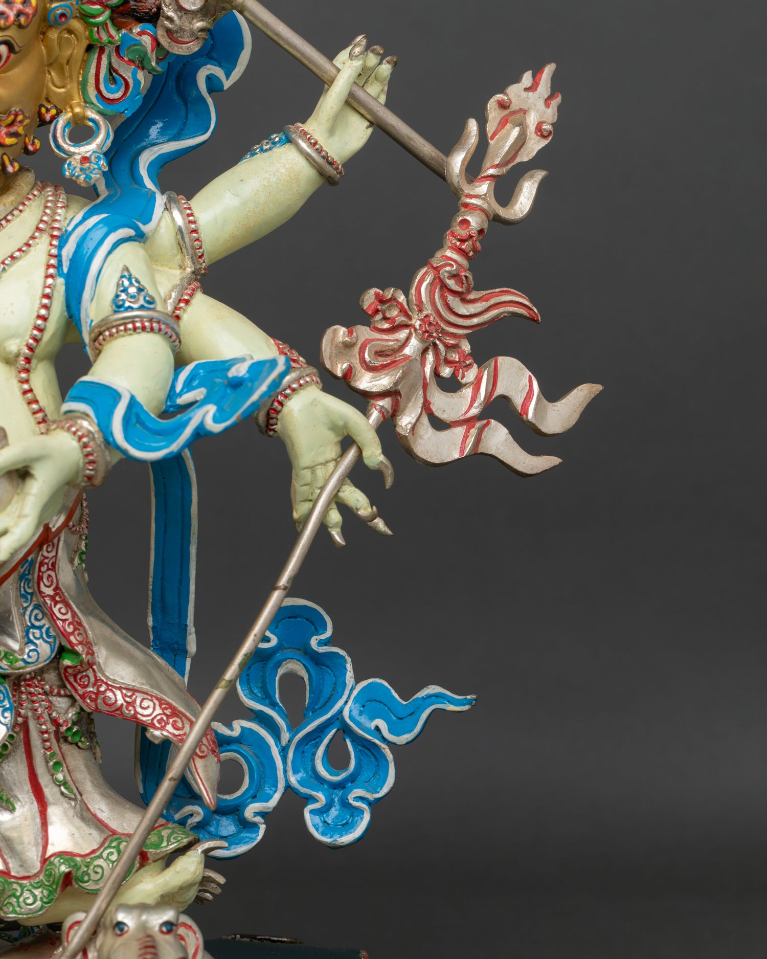 Hand-Painted White Mahakala Statue – Remover of Financial Obstacles