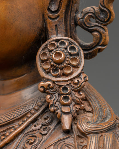 Nepalese Guru Rinpoche Sculpture- Oxidized Vajra Master