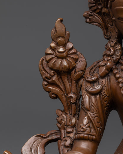 Serene White Tara Statue | Oxidized Copper Buddhist Idol for Healing