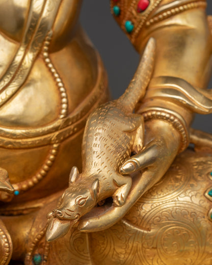 Divine Dzambhala Sculpture | Handmade Tibetan God of Wealth for Altar