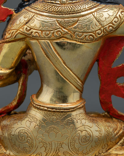 Manjushri Statue in Gold Finish | Authentic Buddhist Art from Nepal