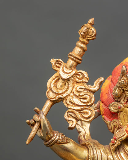 White Dzambhala Statue | 24K Gold Wealth Deity from Nepal