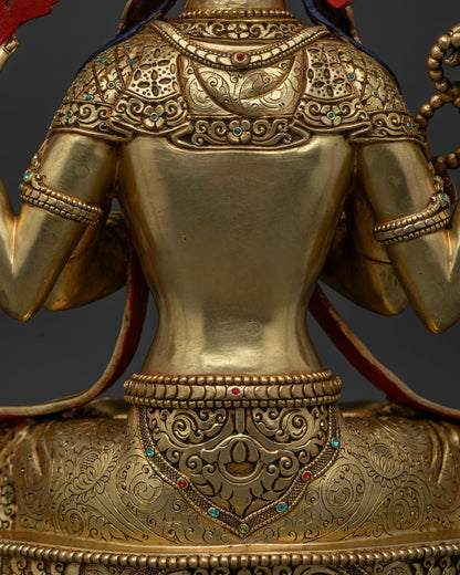 Handmade Nepali Chenrezig Statue | Four-Armed Compassion Deity