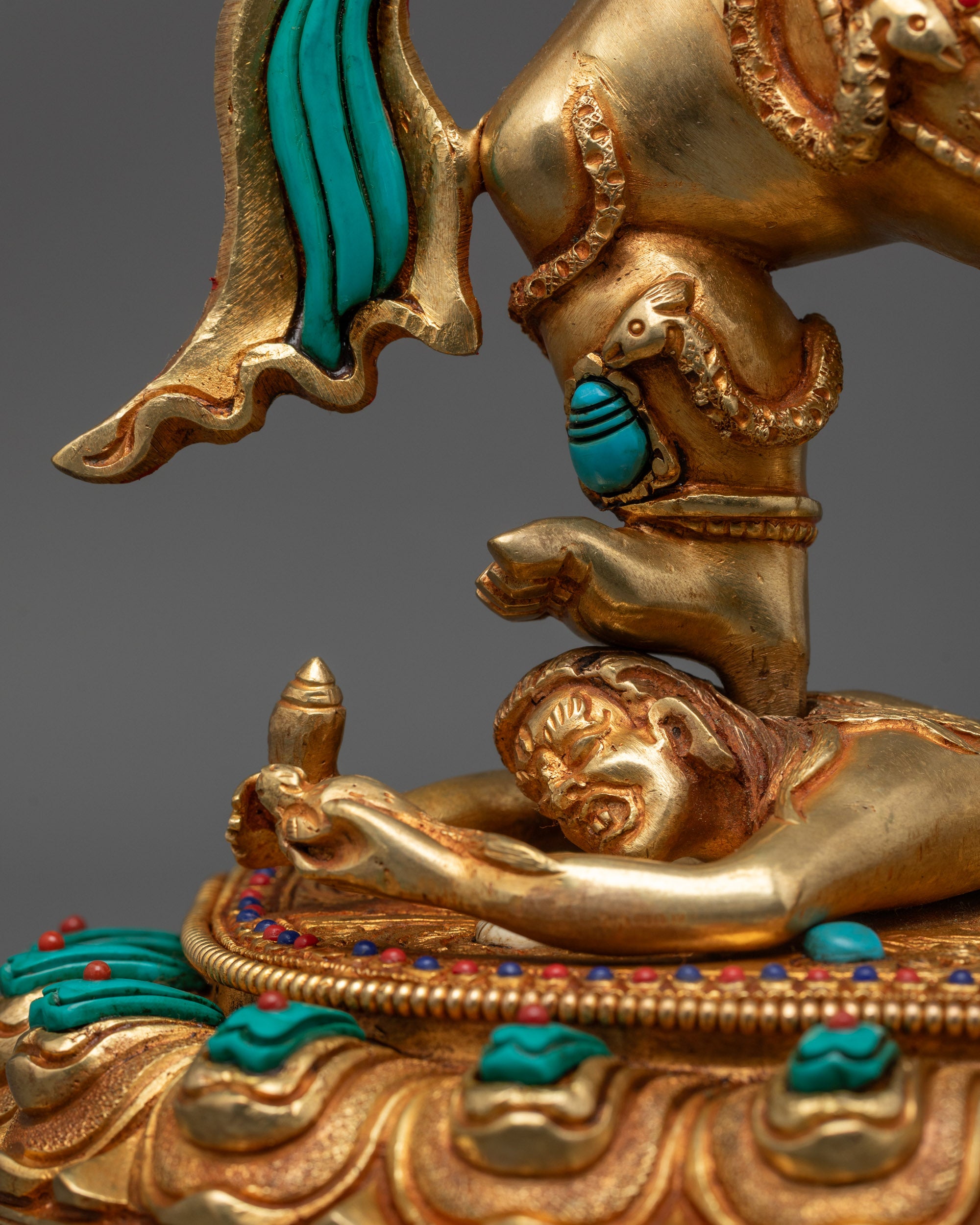 Black Dzambhala Statue | 24K Gold-Fire Gilded Sculpture for Wealth