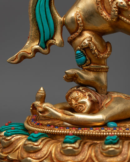 Black Dzambhala Statue | 24K Gold-Fire Gilded Sculpture for Wealth
