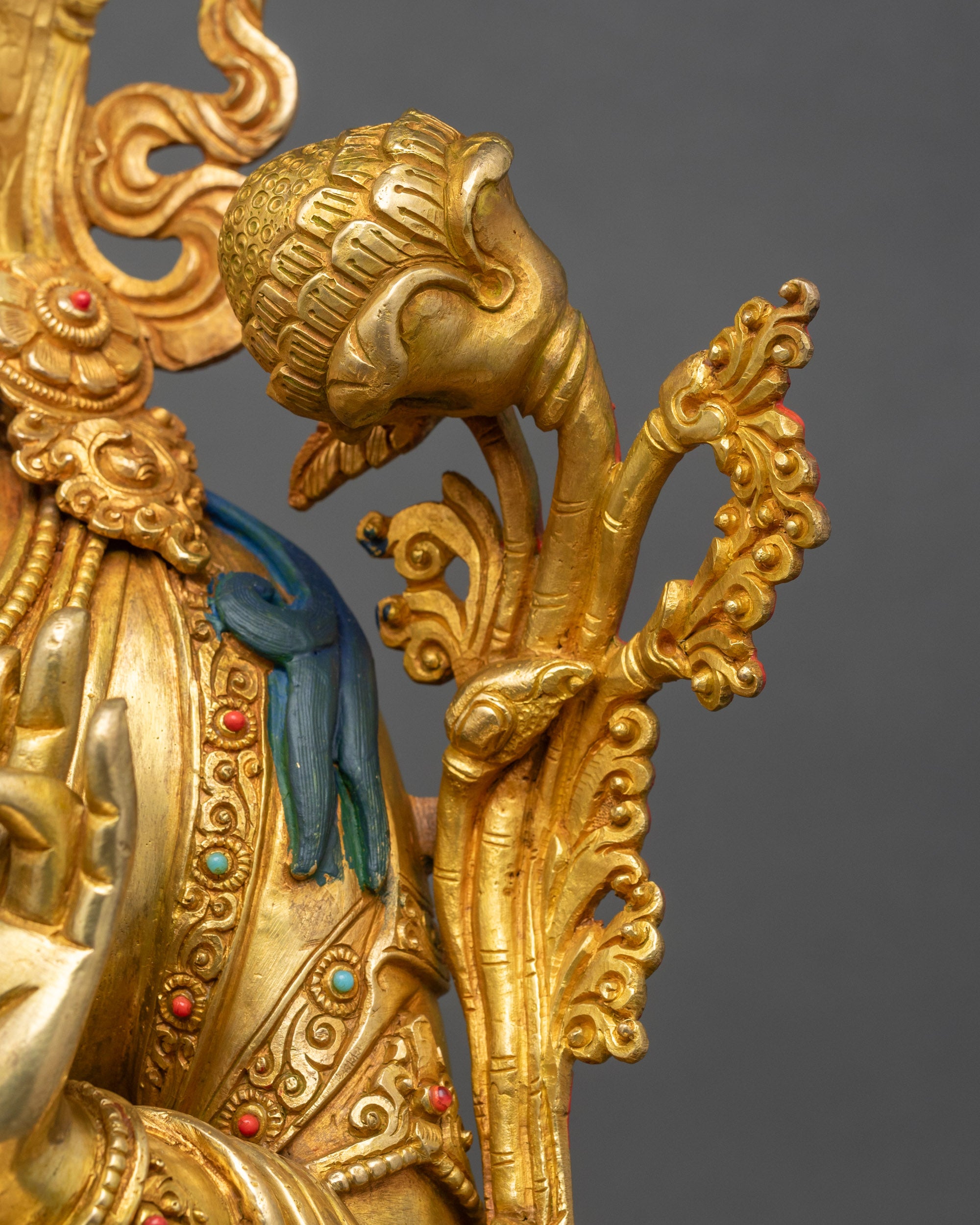 Green Tara Figurine | Lotus-Seated Goddess Sculpture from Nepal