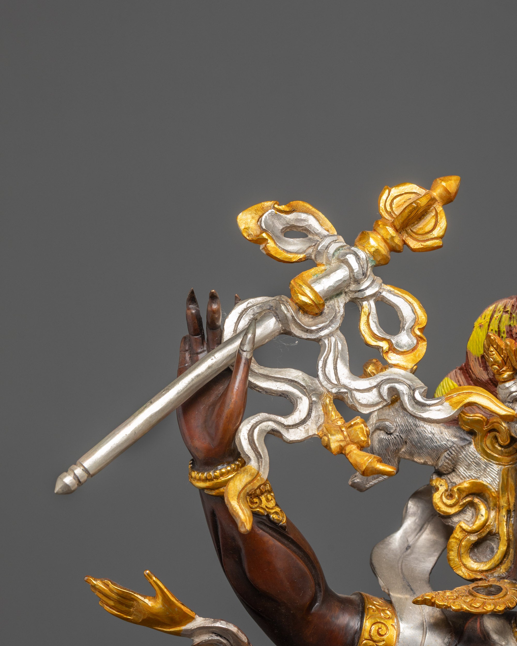 Silver-Plated Palden Lhamo Statue | Tantric Buddhist Protector Goddess