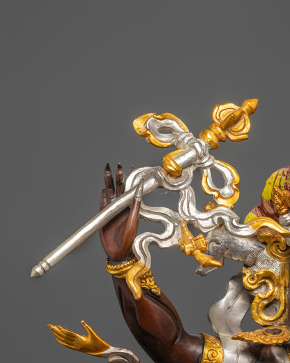 Silver-Plated Palden Lhamo Statue | Tantric Buddhist Protector Goddess