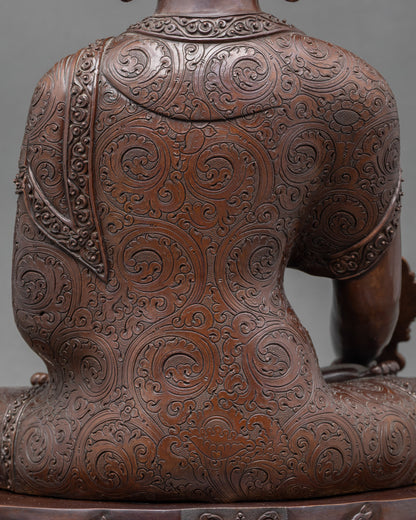 Bhaisajyaguru Medicine Buddha Sculpture- Oxidized Copper Artwork