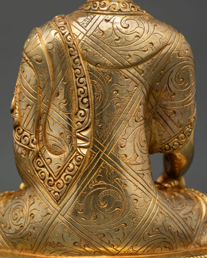 Shakyamuni Buddha Statue for Altar | 24K Gold Fire-Gilded Sculpture