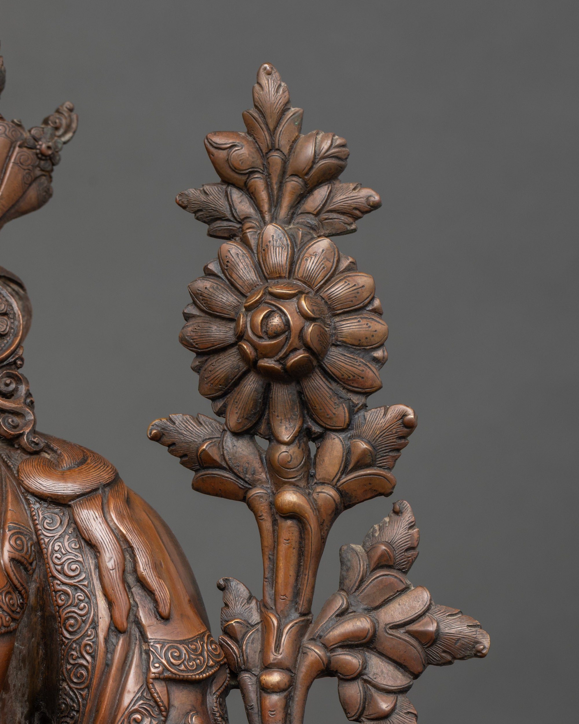 Nepalese Green Tara Statue with an Oxidized Finish