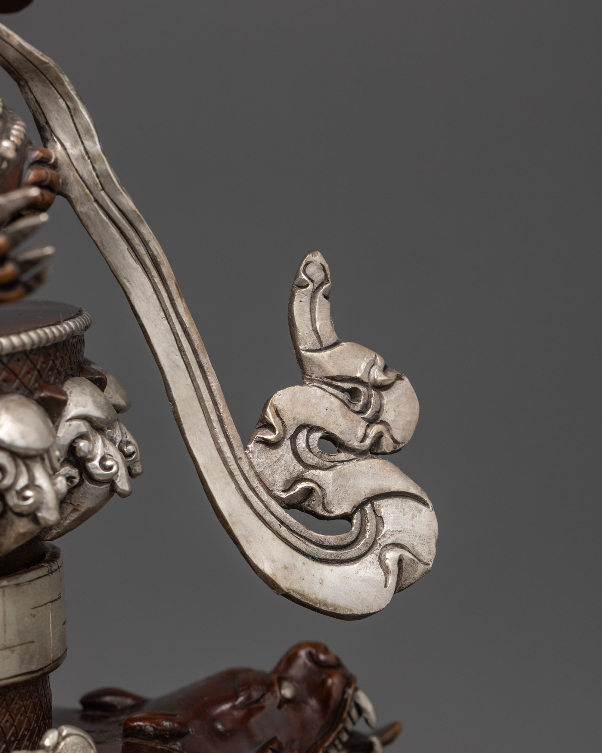 Silver-Plated Oxidized Vajradhaka Statue | Sacred Buddhist Deity