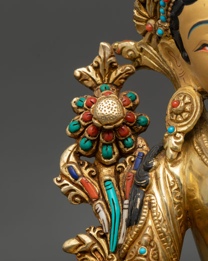 Beautiful White Tara Statue | Sacred Nepalese Meditation Deity