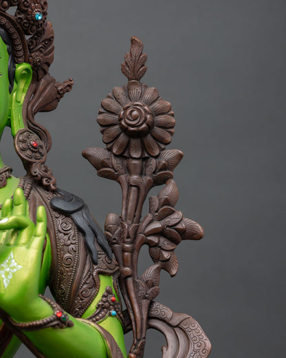 Vibrant Green Tara Statue | Goddess of Compassion Figurine