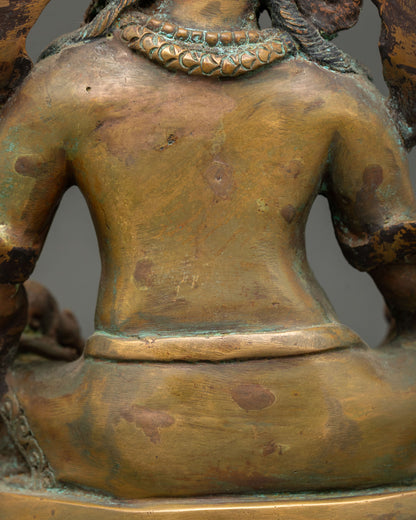 Jambhala Statue | Oxidized Copper Buddhist Wealth Deity Figure