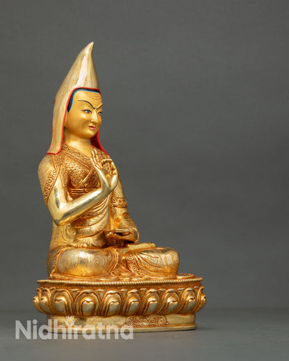 Je Tsongkhapa with Two Disciples Sculpture | Handmade in Nepal