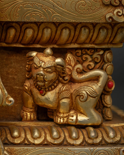 Manjushri with Throne Statue | Handcrafted Bodhisattva Sculpture