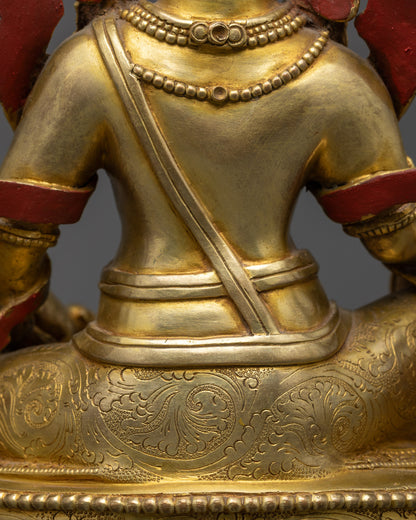 Embrace Abundance with Gold-Gilded Dzambhala Statue | Wealth God Idol