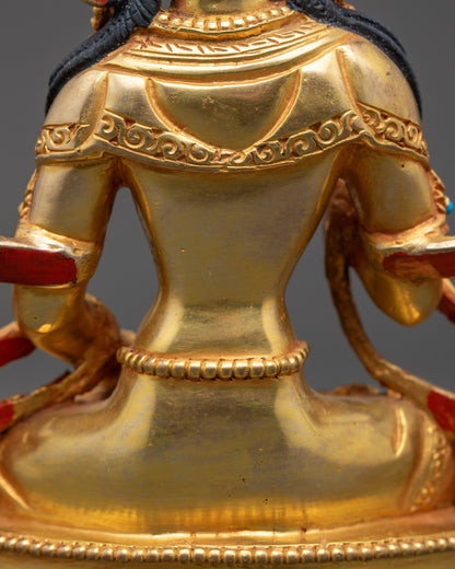 Tibetan Dorje Sempa Sculpture | 24K Gold-Gilded Copper Altar Figurine