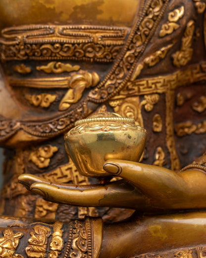 Shakyamuni Buddha Statue | Brown Oxidized Copper Sculpture