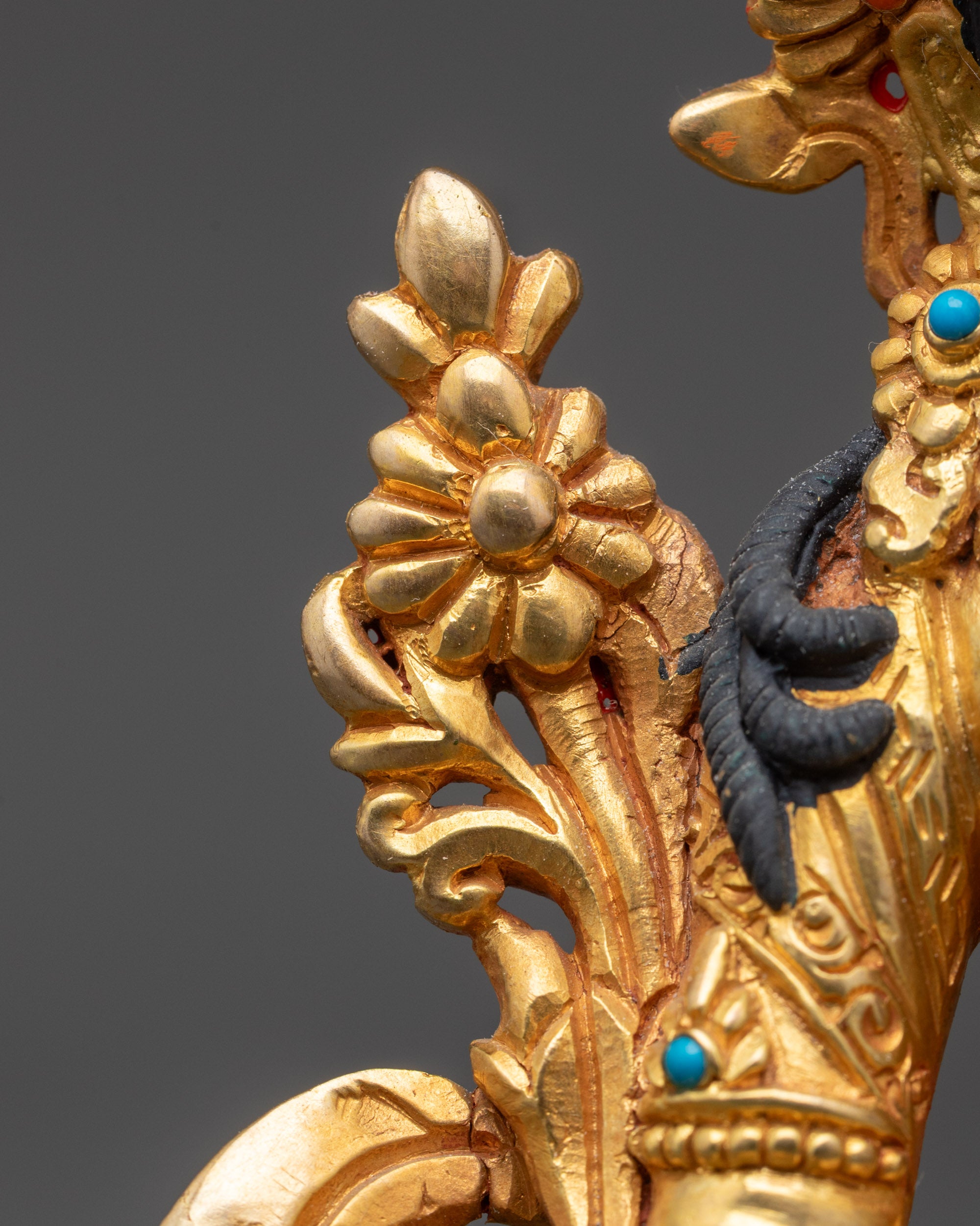 24K Gold-Gilded Face White Tara Statue | Tibetan Meditation Sculpture