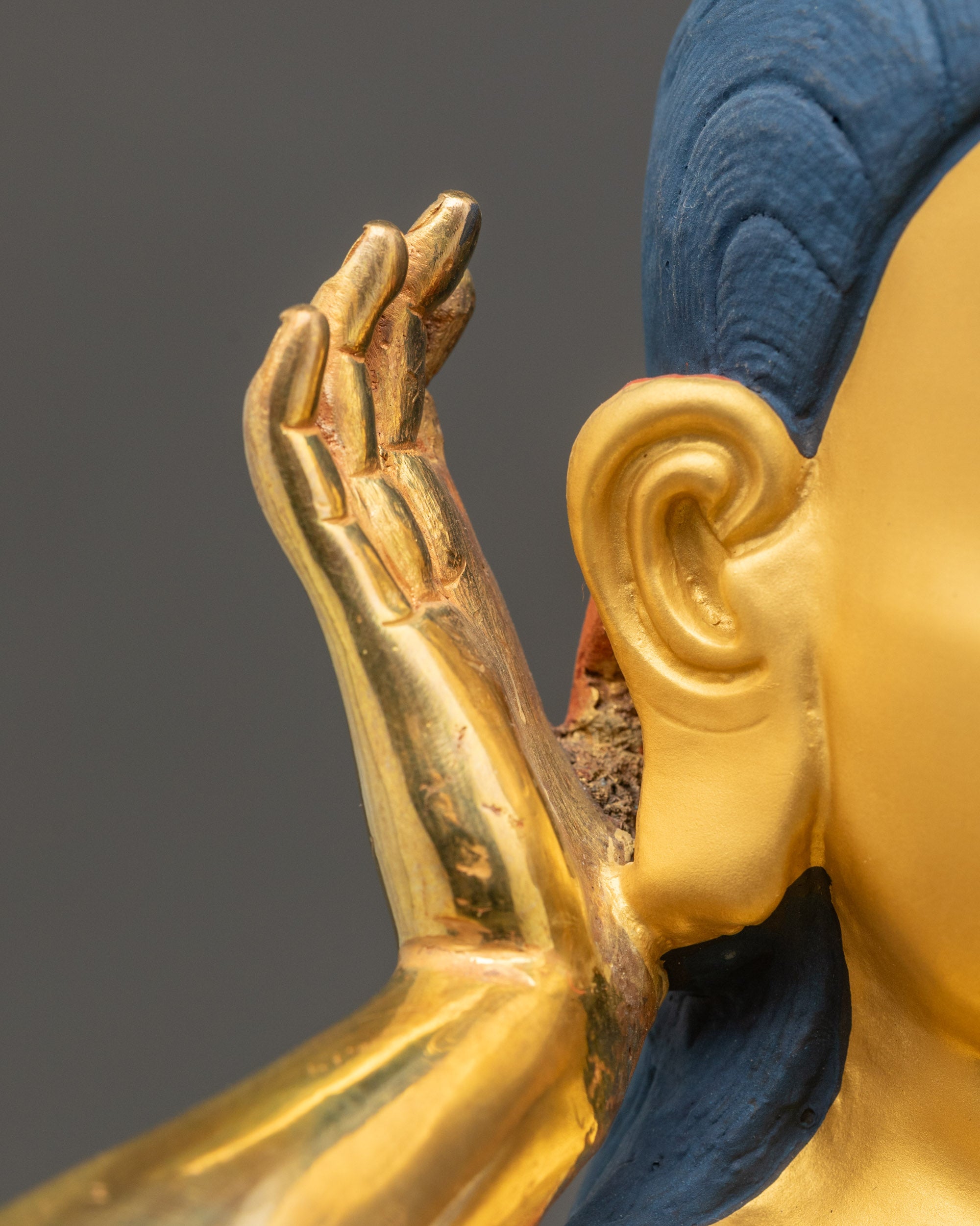 Handmade 24K Gold-gilded Milarepa Statue for Meditation