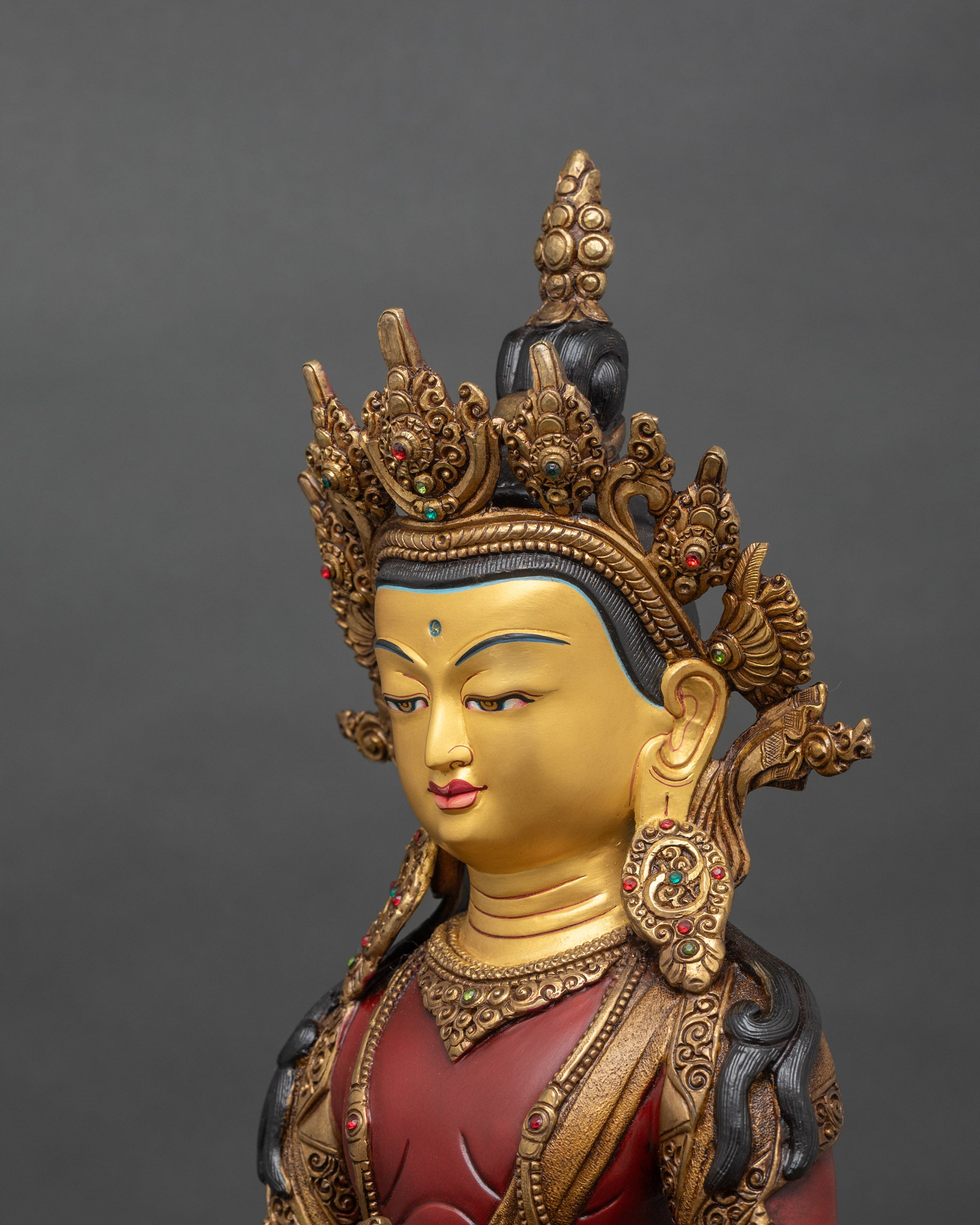 Amitayus Buddha Statue for Longevity | Handcrafted Nepalese Gold Art