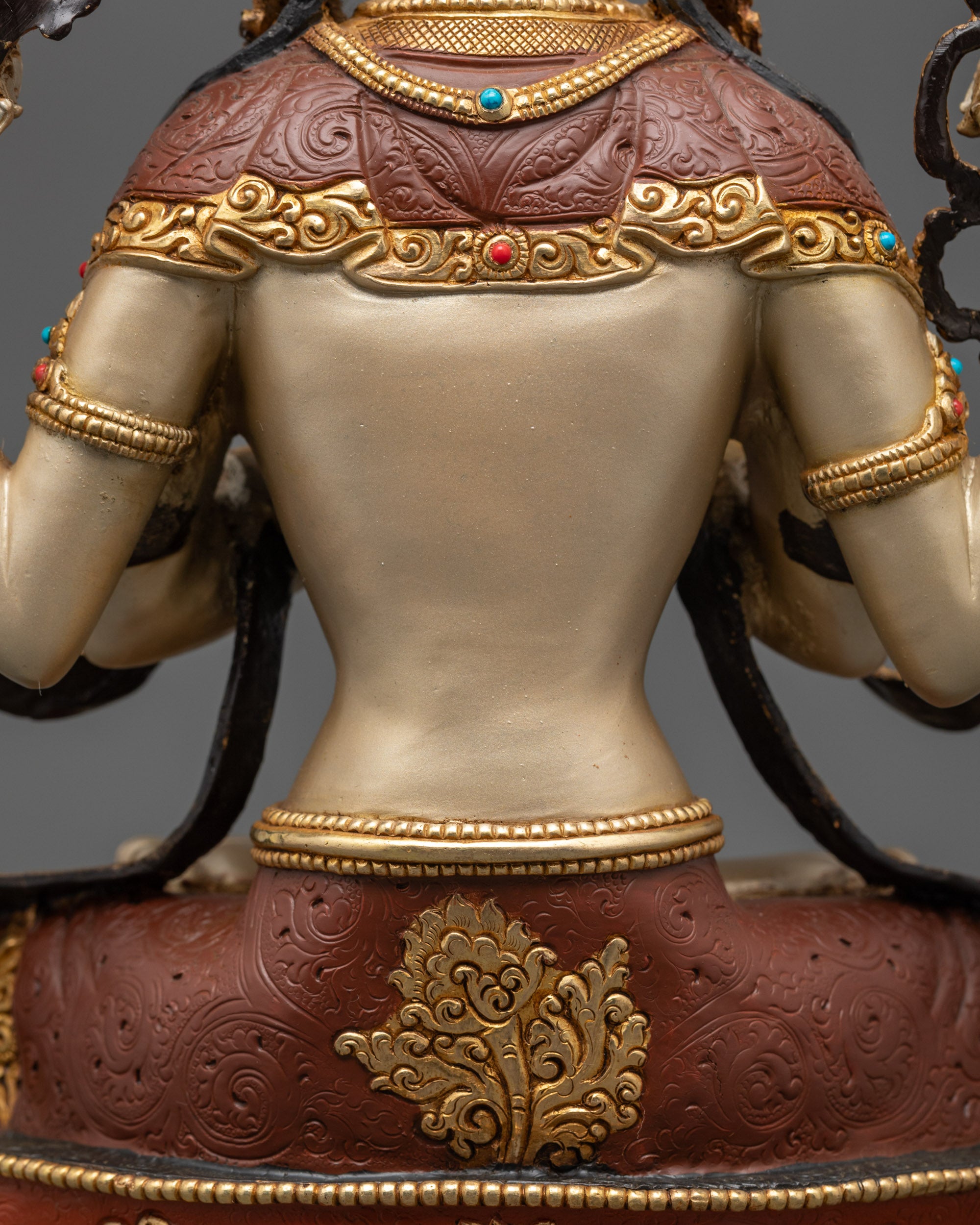 White-Hued Four-armed Chenrezig Statue | Hand-Painted Meditation Decor