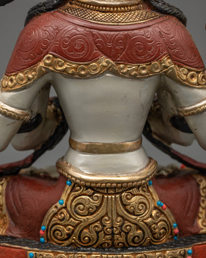Tibetan Four Armed Handcrafted Chenrezig Statue
