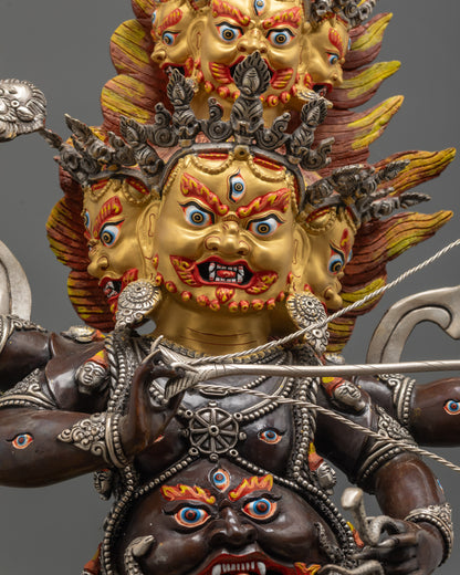 Silver Plated Rahula Statue | Handmade Tibetan Protector Deity