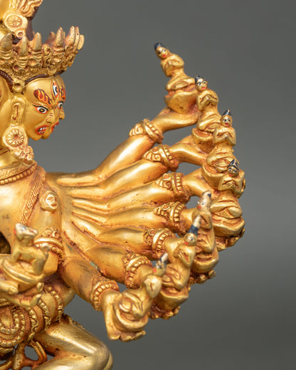 Hevajra Statue | Traditional 24K Gold Gilded Buddhist Art