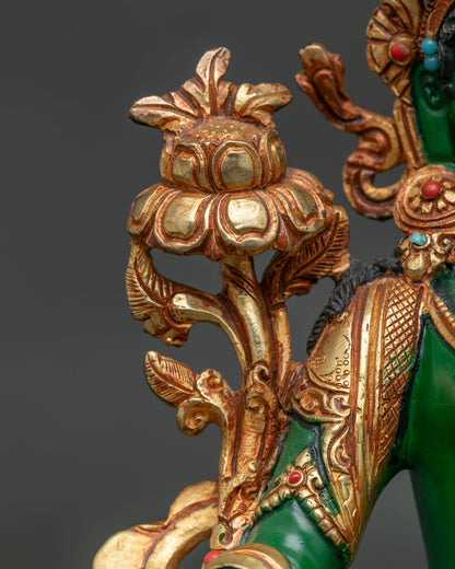 Green Tara Statue | Handmade Newari Craftsmanship