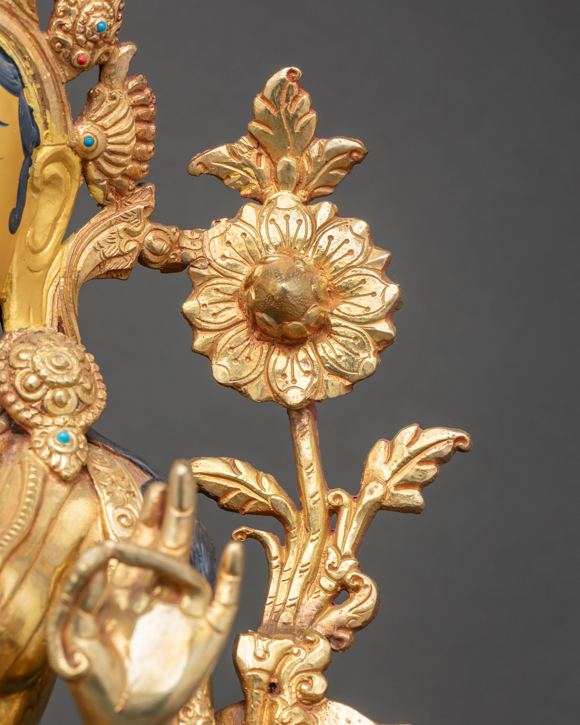 Hand-Carved Nepalese Green Tara Sculpture for Spiritual Guidance