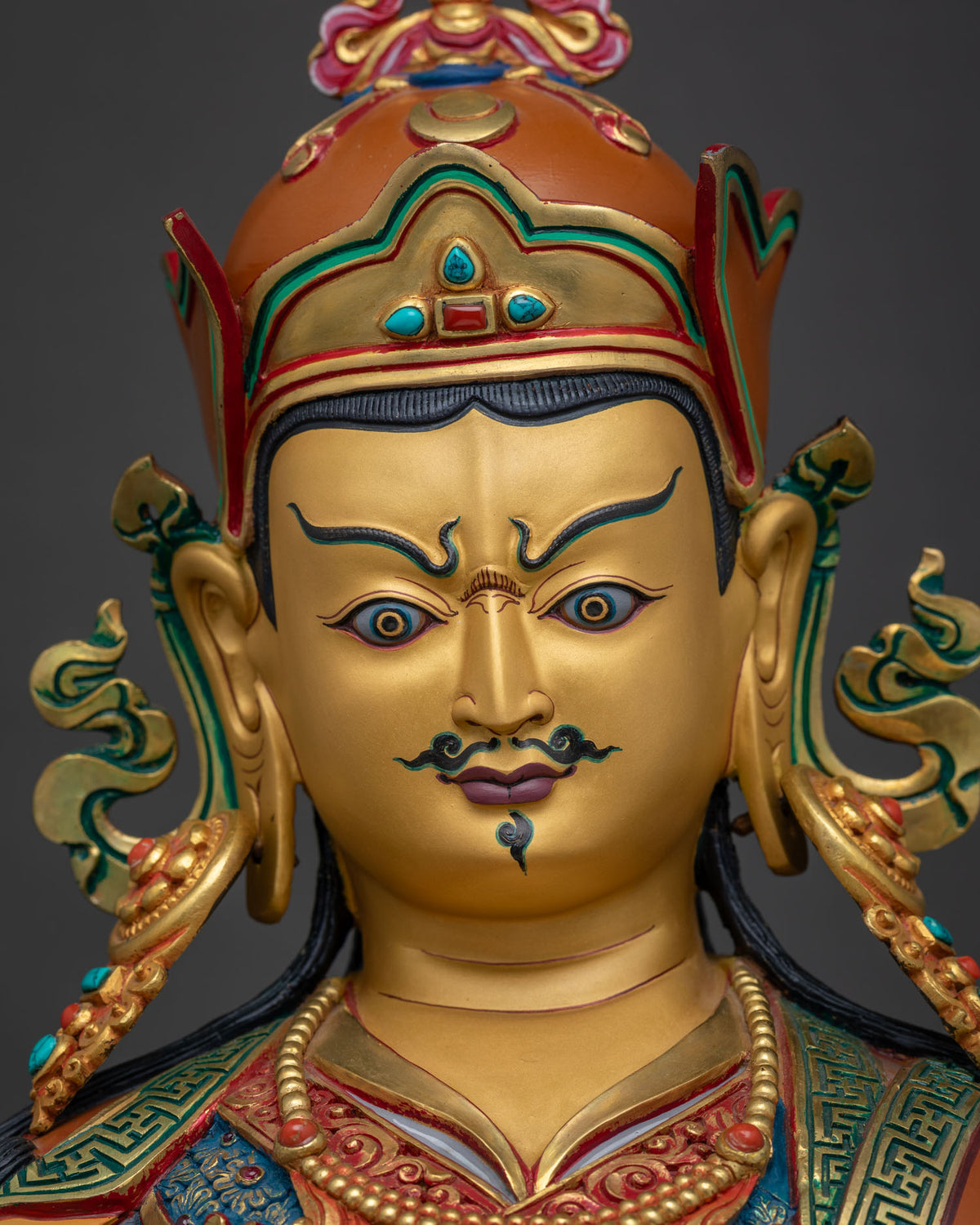 Guru Rinpoche Statue (50cm) | Hand-Painted Buddhist Copper Sculpture