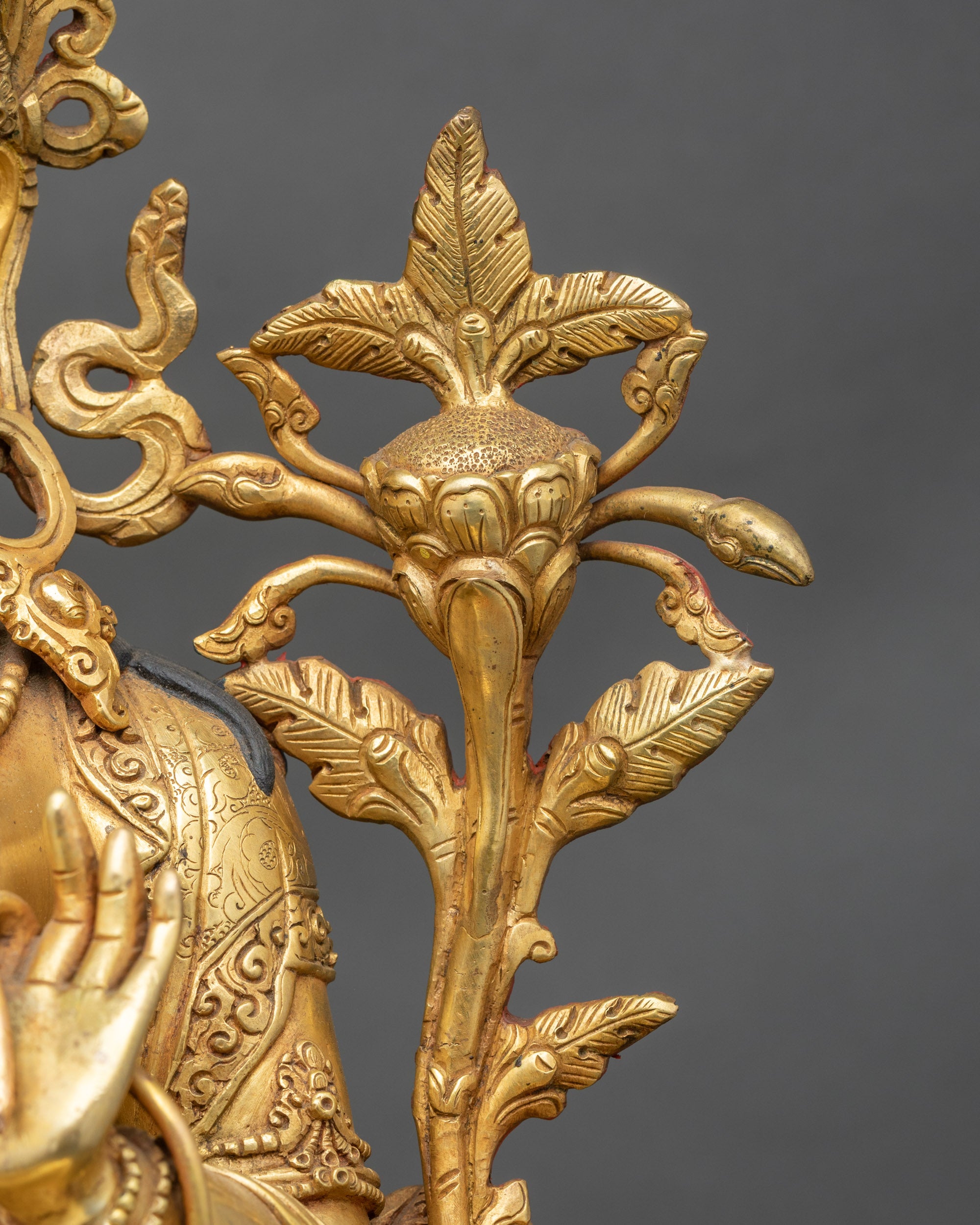 24K Gold Hand-Carved  Green Tara Statue for Spiritual Space