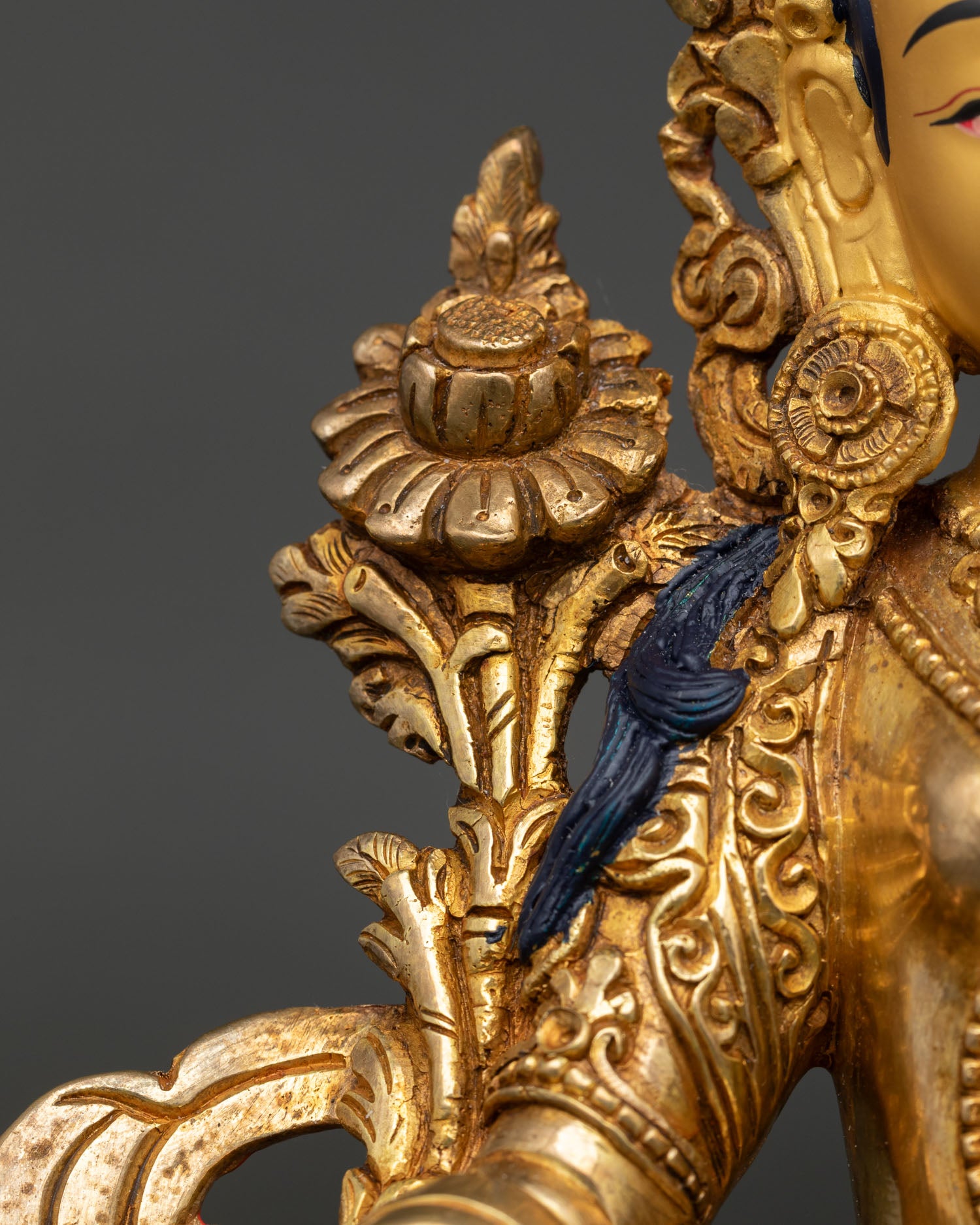 Green Tara Statue | 24K Gold Gilded Buddhist Goddess