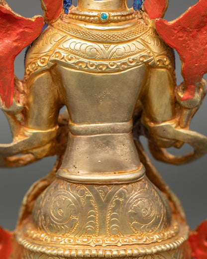 Maitreya Buddha – Serene 24k Gold Gilded Tibetan Sculpture
