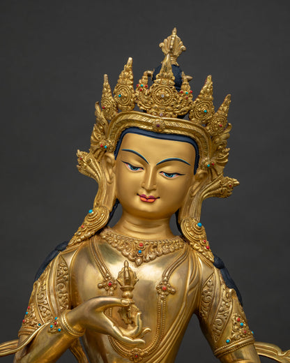 The Vajrasattva Statue | 24K Gold Fire-Gilded Sculpture from Nepal