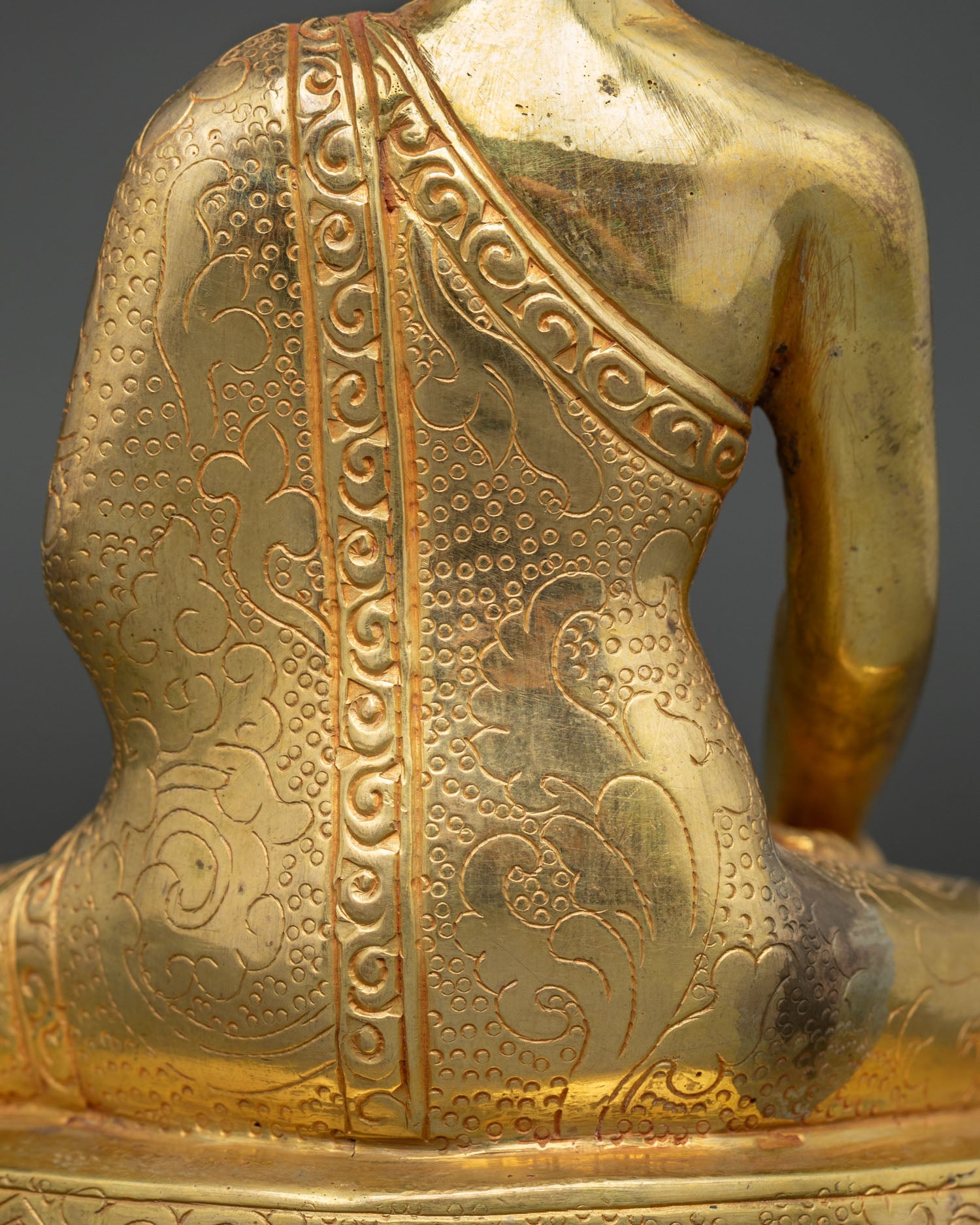 Shakyamuni Buddha Statue | Handmade Copper Tibetan Sculpture with Gold Details